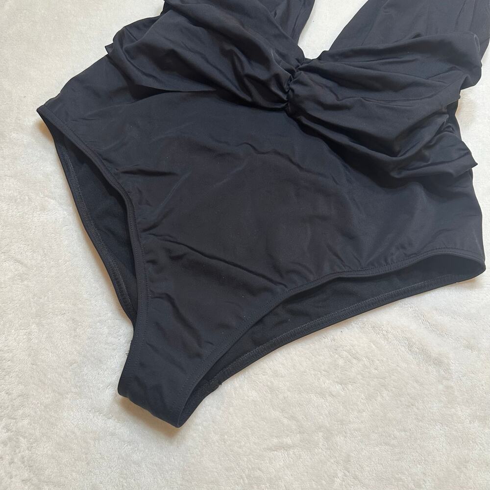 ASOS Black One Piece Swimsuit sz 12 Deep V Swimsuit - Picture 7 of 9